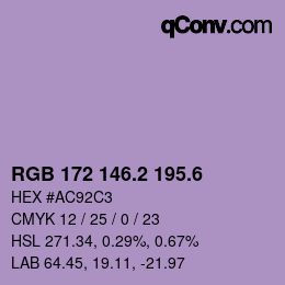 カラーコード: RGB 172 146.2 195.6 | qconv.com