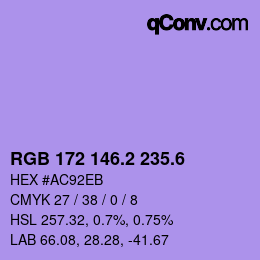 カラーコード: RGB 172 146.2 235.6 | qconv.com