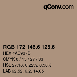 カラーコード: RGB 172 146.6 125.6 | qconv.com