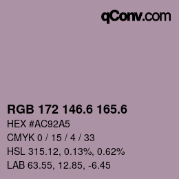 カラーコード: RGB 172 146.6 165.6 | qconv.com