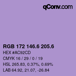 カラーコード: RGB 172 146.6 205.6 | qconv.com