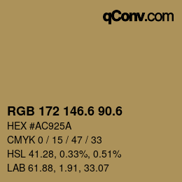 カラーコード: RGB 172 146.6 90.6 | qconv.com