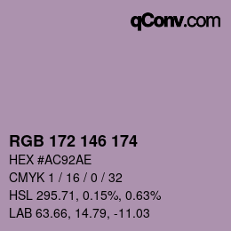 Color code: RGB 172 146 174 | qconv.com