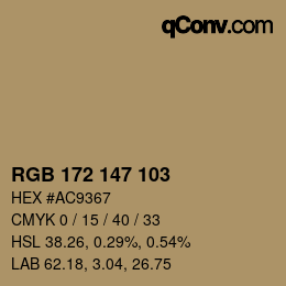 Color code: RGB 172 147 103 | qconv.com