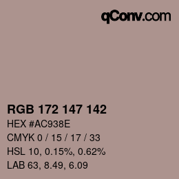 Color code: RGB 172 147 142 | qconv.com