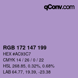 Color code: RGB 172 147 199 | qconv.com