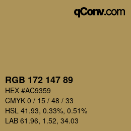 Color code: RGB 172 147 89 | qconv.com
