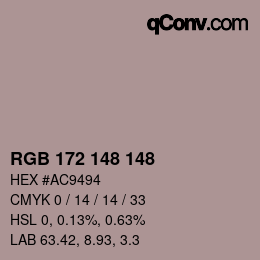 Color code: RGB 172 148 148 | qconv.com