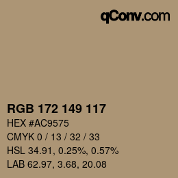 Color code: RGB 172 149 117 | qconv.com