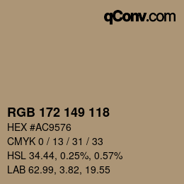 カラーコード: RGB 172 149 118 | qconv.com