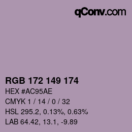 Color code: RGB 172 149 174 | qconv.com