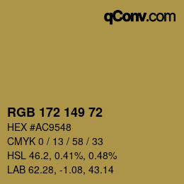 カラーコード: RGB 172 149 72 | qconv.com