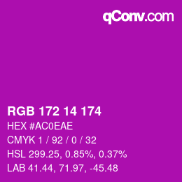 カラーコード: RGB 172 14 174 | qconv.com