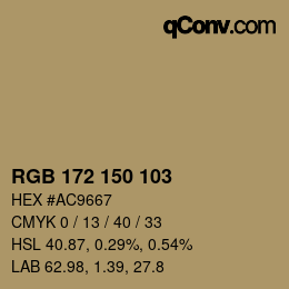 Color code: RGB 172 150 103 | qconv.com
