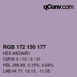 Farbcode: RGB 172 150 177 | qconv.com