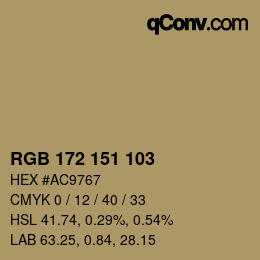 Color code: RGB 172 151 103 | qconv.com