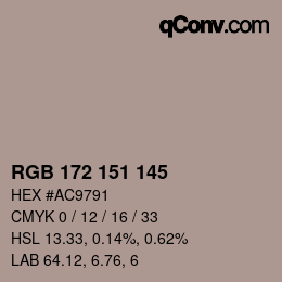 カラーコード: RGB 172 151 145 | qconv.com