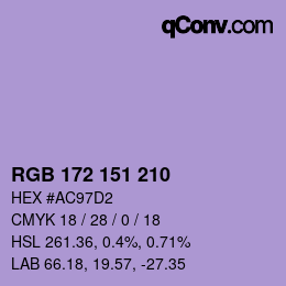 カラーコード: RGB 172 151 210 | qconv.com