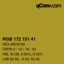 Color code: RGB 172 151 41 | qconv.com