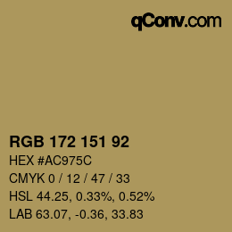カラーコード: RGB 172 151 92 | qconv.com
