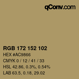 カラーコード: RGB 172 152 102 | qconv.com