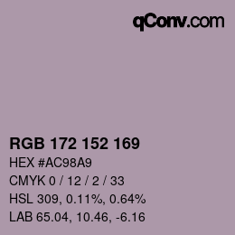 カラーコード: RGB 172 152 169 | qconv.com