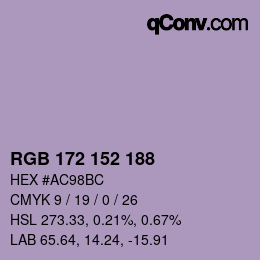 Color code: RGB 172 152 188 | qconv.com