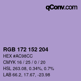 Color code: RGB 172 152 204 | qconv.com