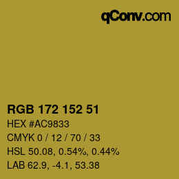 カラーコード: RGB 172 152 51 | qconv.com