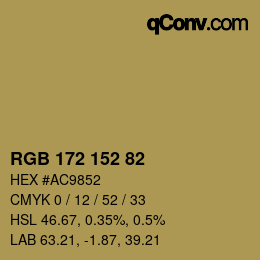 Color code: RGB 172 152 82 | qconv.com