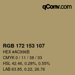 カラーコード: RGB 172 153 107 | qconv.com
