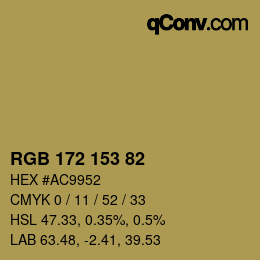 Color code: RGB 172 153 82 | qconv.com
