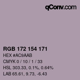 颜色代码: RGB 172 154 171 | qconv.com