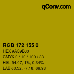 Color code: RGB 172 155 0 | qconv.com