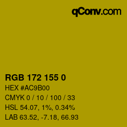 Color code: RGB 172 155 0 | qconv.com