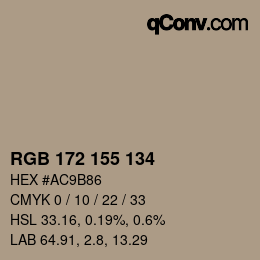 Farbcode: RGB 172 155 134 | qconv.com