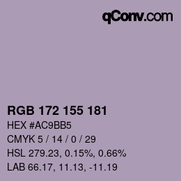 カラーコード: RGB 172 155 181 | qconv.com