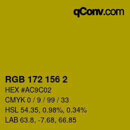 カラーコード: RGB 172 156 2 | qconv.com