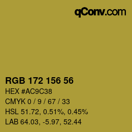 Color code: RGB 172 156 56 | qconv.com