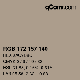 Code couleur: RGB 172 157 140 | qconv.com