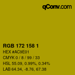 カラーコード: RGB 172 158 1 | qconv.com