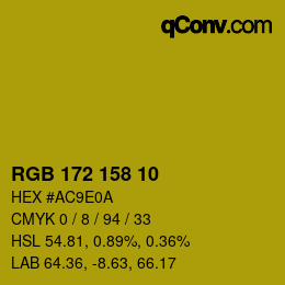 Color code: RGB 172 158 10 | qconv.com