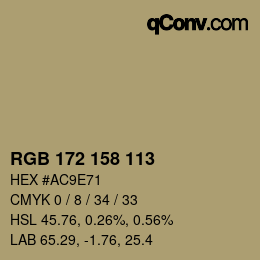 Color code: RGB 172 158 113 | qconv.com