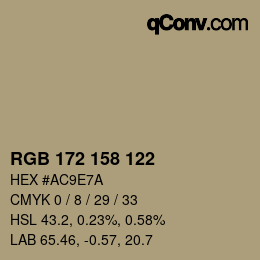 颜色代码: RGB 172 158 122 | qconv.com
