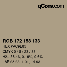 Color code: RGB 172 158 133 | qconv.com