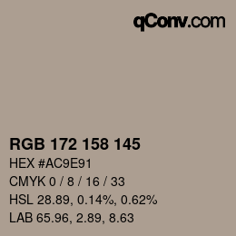 Color code: RGB 172 158 145 | qconv.com
