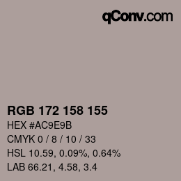 カラーコード: RGB 172 158 155 | qconv.com