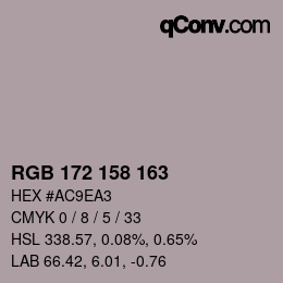 Color code: RGB 172 158 163 | qconv.com