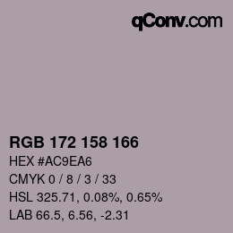 カラーコード: RGB 172 158 166 | qconv.com