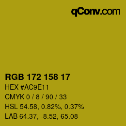 颜色代码: RGB 172 158 17 | qconv.com